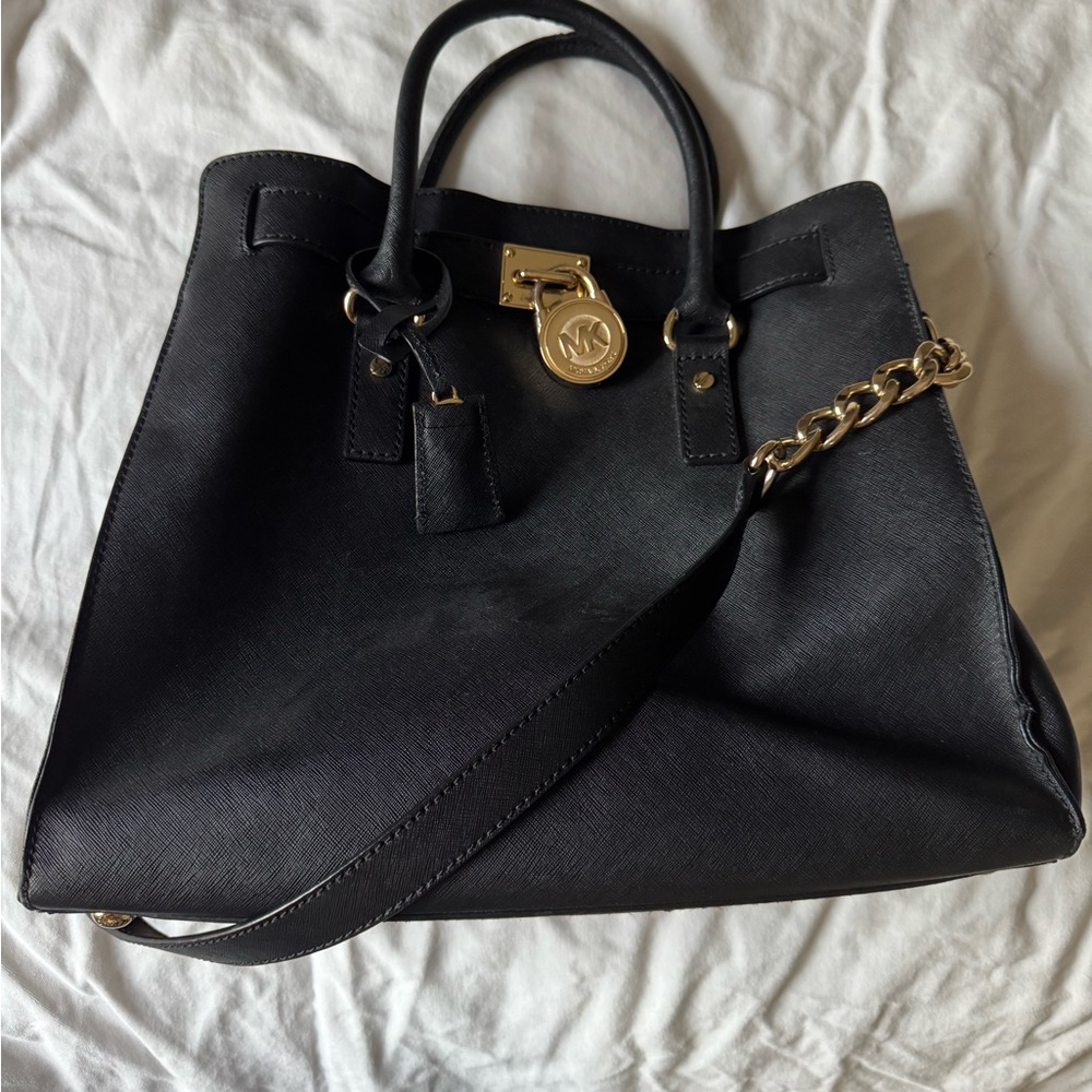 Michael Kors Black Leather Tote Bag